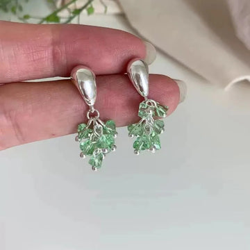 DAIIIBABYYY  -  Green crystal tassel earrings